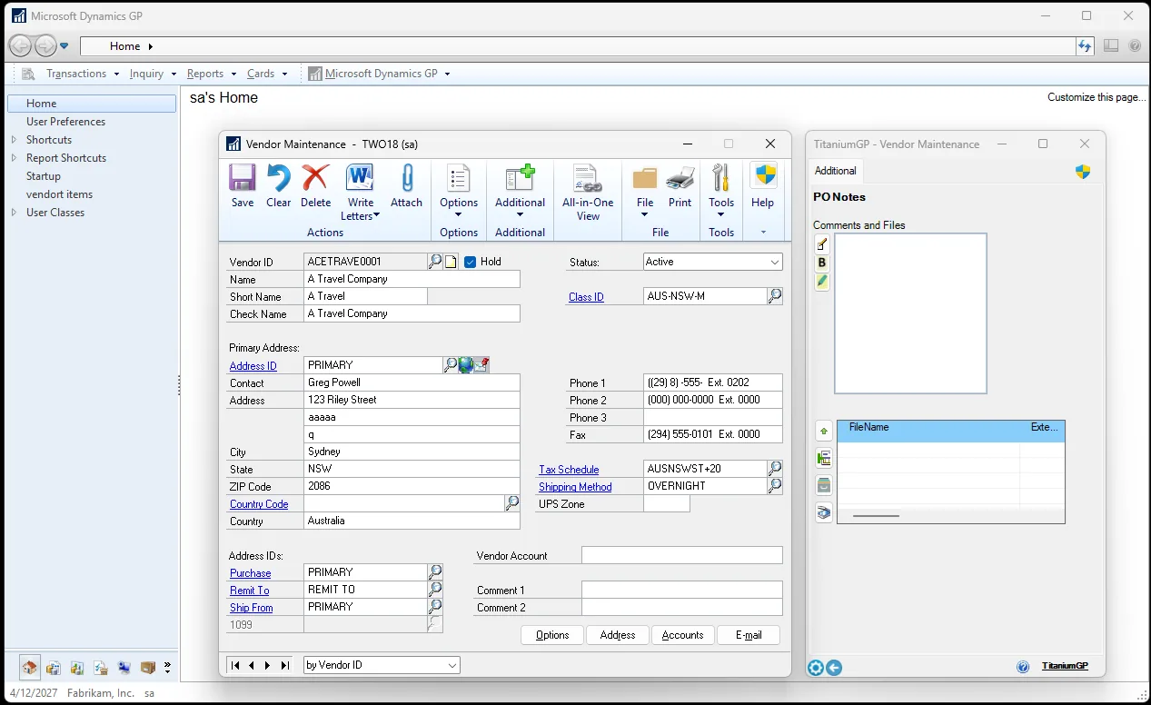 Add a TitaniumGP panel to any GP window — notes, files, related data